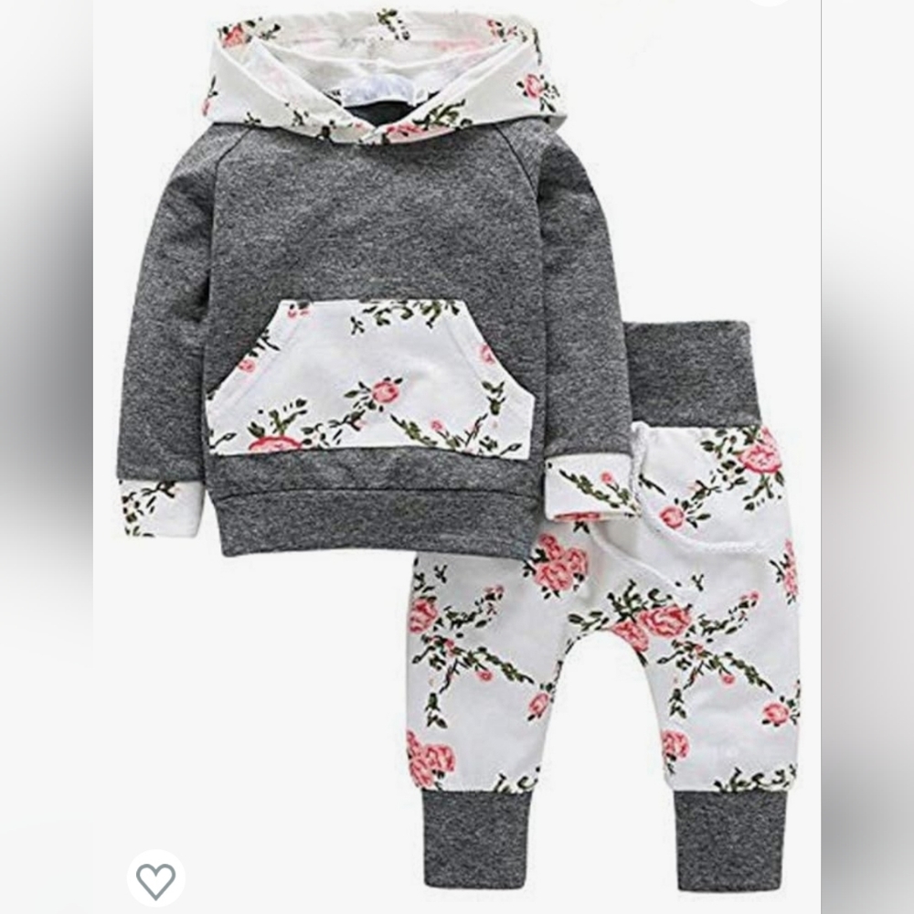 Sweetbaby Little Baby Girls Outfits Hoodie Tops and Pants with Kangaroo Pocket